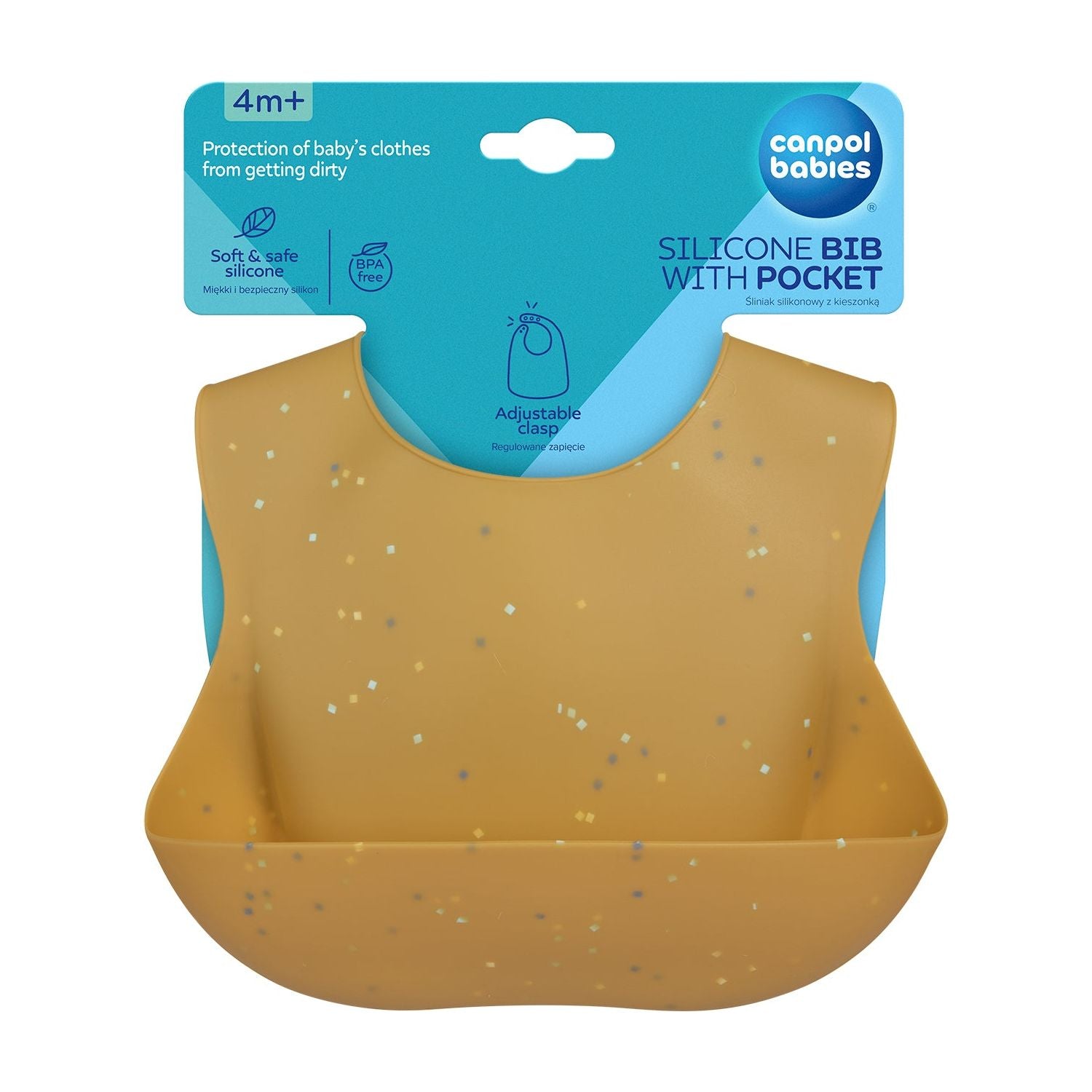 Canpol Silicone Bib with Pocket  - Yellow Confetti