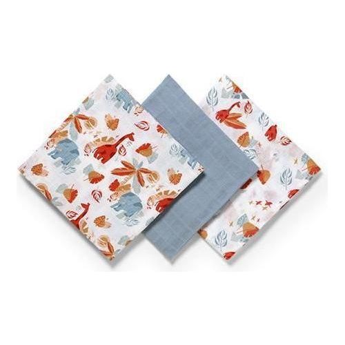 Babyono 100% Cotton Muslin Squares 3-Pack - Blue