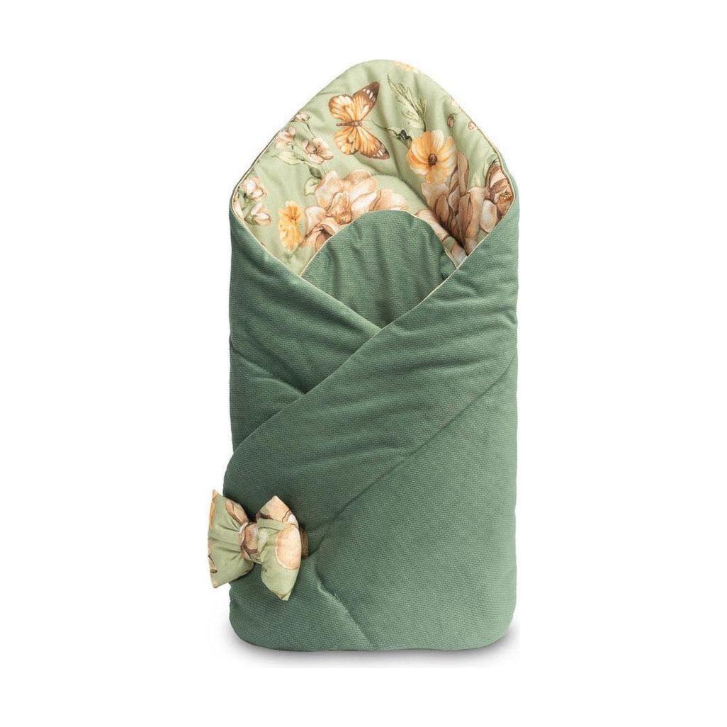 Sensillo Velvet Baby Swaddle - Green Flowers