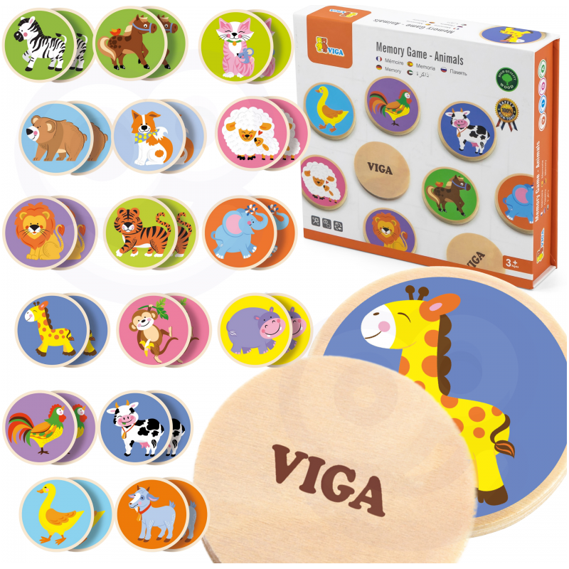 Viga Wooden Animal Memo Game