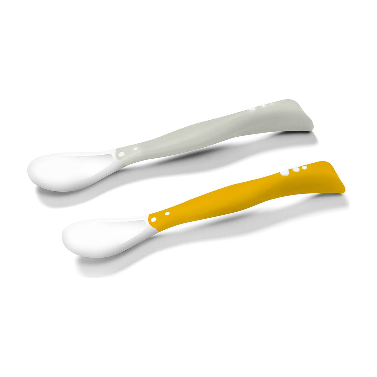 Babyono Flexible Spoons With Shape Memory Grip 2pcs 6m+ - Yellow & Grey