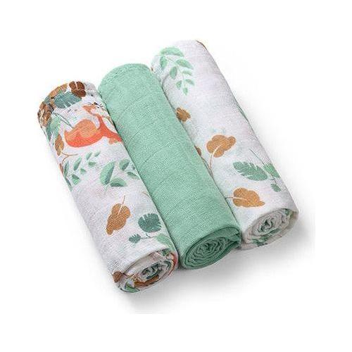 Babyono 100% Cotton Muslin Squares 3-Pack - Mint