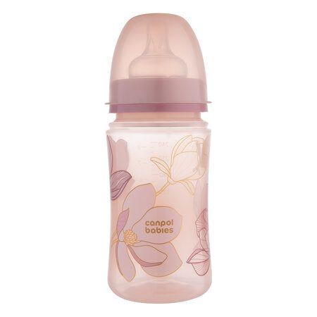 Biberon Canpol Anti-Colic à col large 240 ml Gold Easy Start - Rose