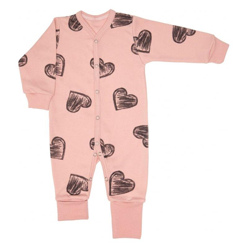 Lilly Bean Babygrow With Cuffs - Pink Hearts