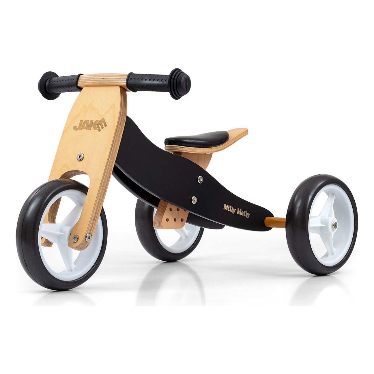 Vélo d'équilibre en bois 2 en 1 Milly Mally Jake - Noir