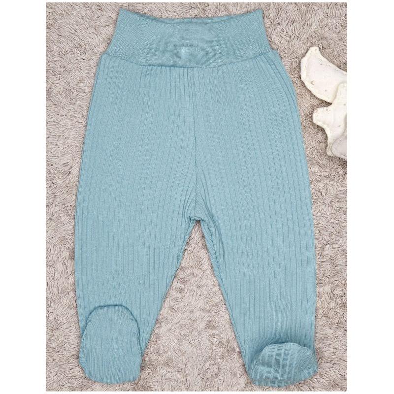 Lilly Bean Ribbed Cotton Trousers With Feet - Mint