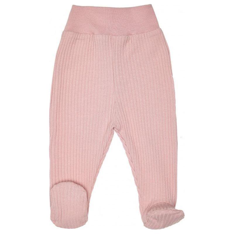 Lilly Bean Ribbed Cotton Trousers With Feet - Pink