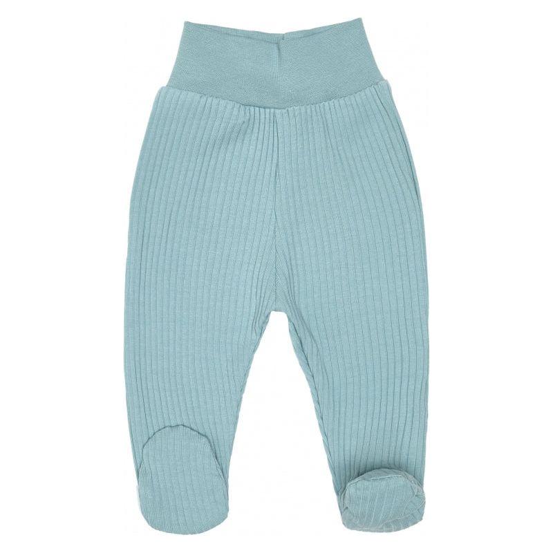 Lilly Bean Ribbed Cotton Trousers With Feet - Mint