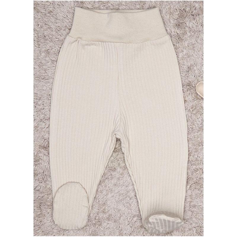 Lilly Bean Ribbed Cotton Trousers With Feet - Sand