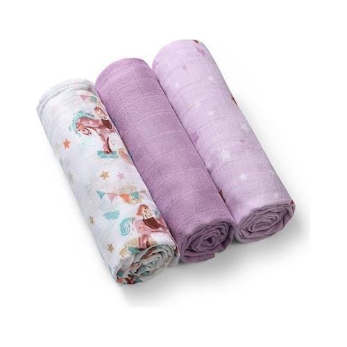 Babyono Bamboo Muslin Squares 3-Pack - Purple