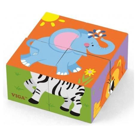 Puzzle Cube en Bois Viga 4 pcs - Animaux sauvages