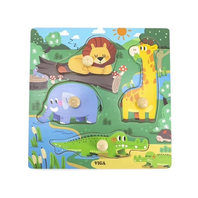 Viga Wooden Puzzles with Pins 12m+ - Wild animals