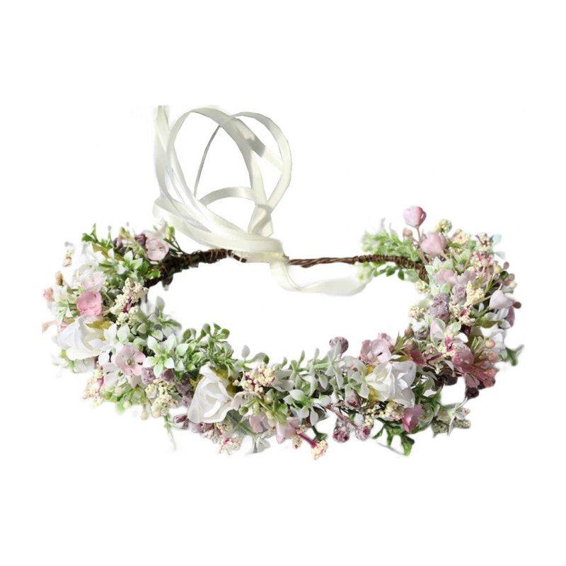 Couronne de fleurs - Petites fleurs blanches et roses