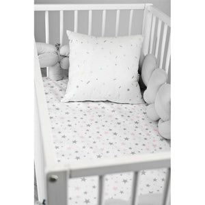 Light Gray Sensillo Cot Sheet Printed 120x60 cm - 4 Designs