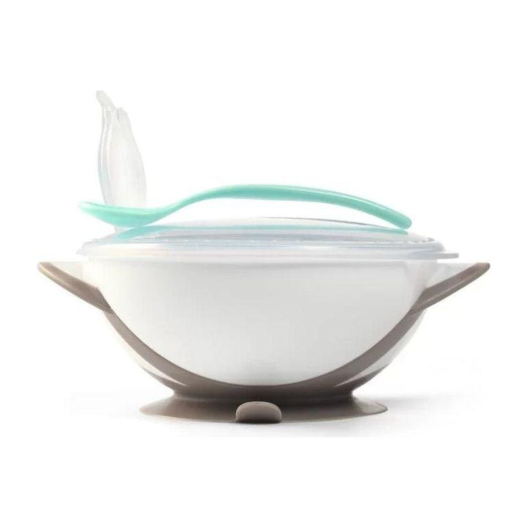 Light Gray Babyono Bowl With A Suction And A Spoon - 4 Colours