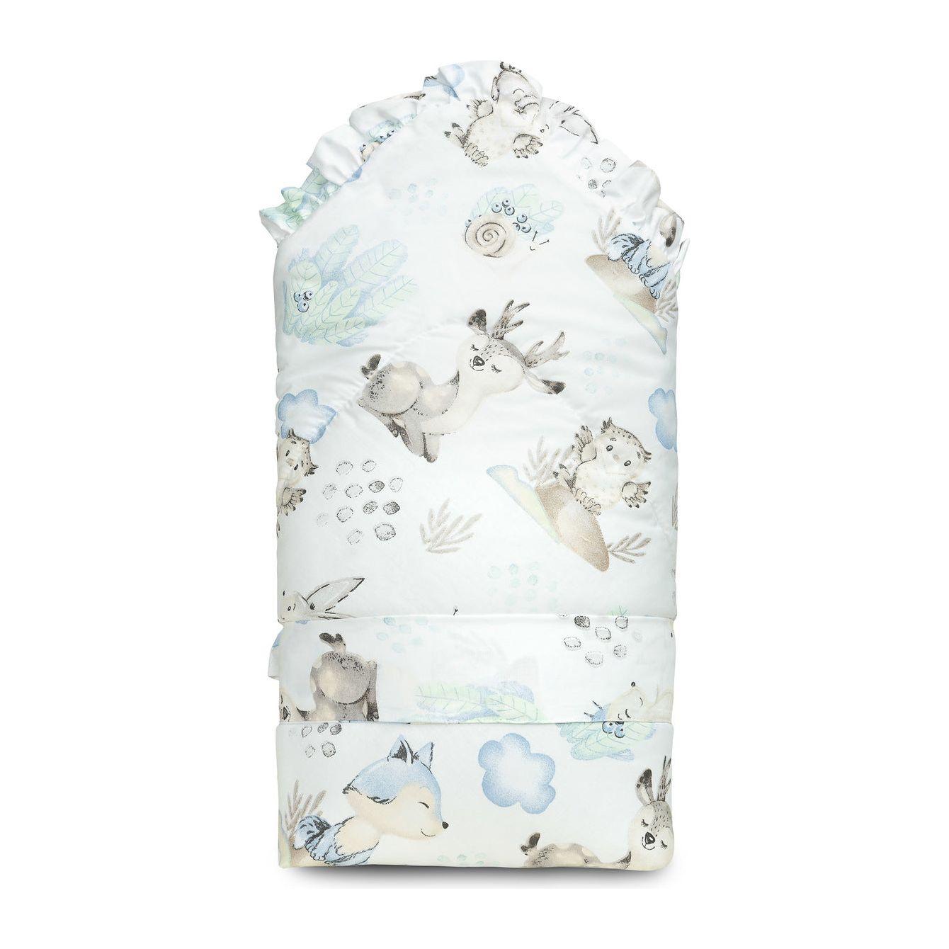 Sensillo 100% Cotton Swaddle With Frill - Blue Animals