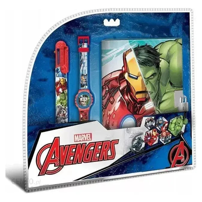 Carnet Licence Avengers + Montre Digitale + Stylo Multicolore