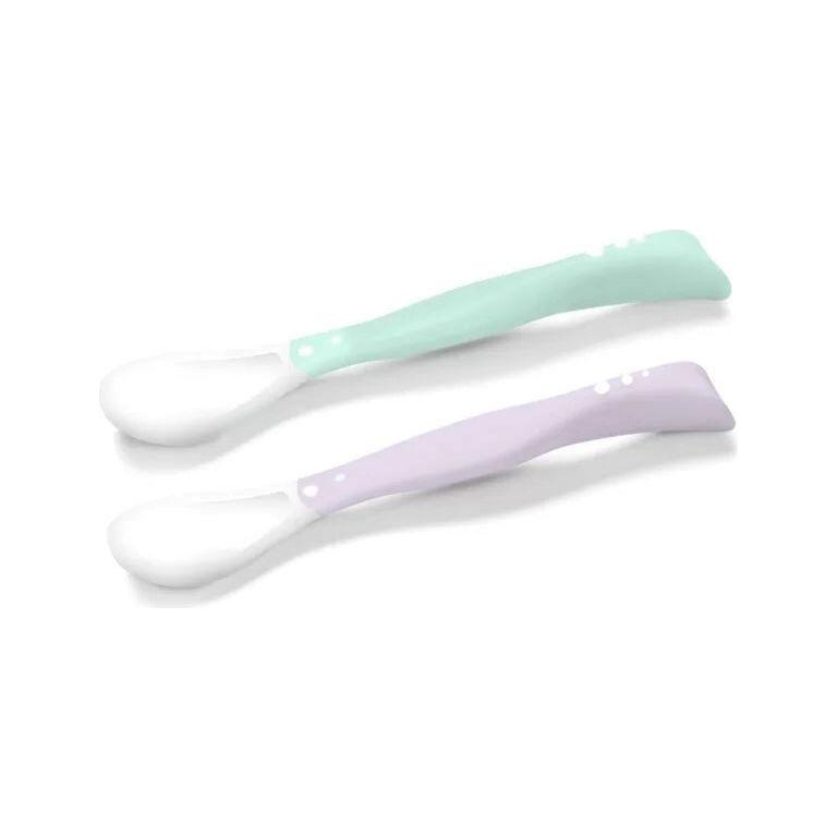 Light Gray Babyono Flexible Spoons With Shape Memory Grip 2pcs - 4 Colours