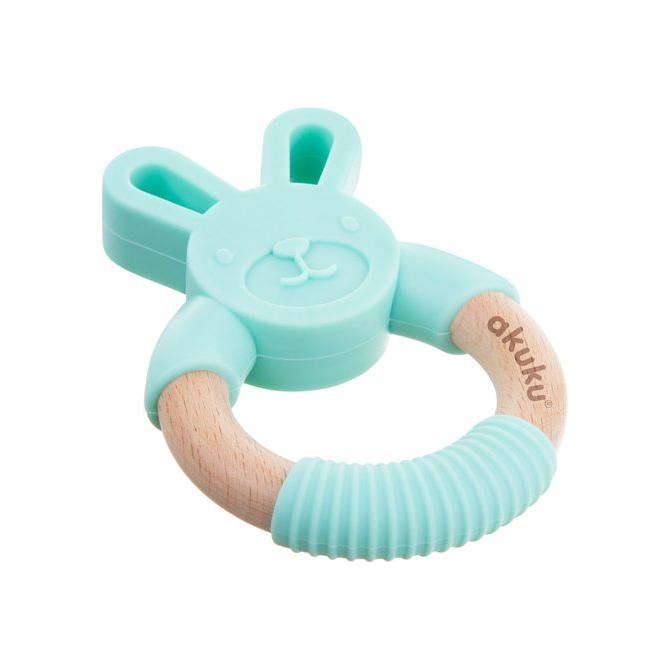 Powder Blue AKUKU Wooden Ring Teether - 2 Colours