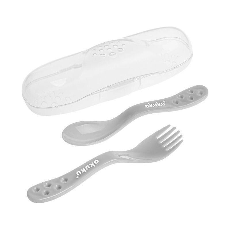 Akuku Cutlery Set With Case 9m+ - Grey