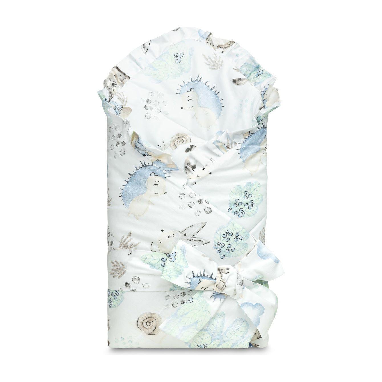 Sensillo 100% Cotton Swaddle With Frill - Blue Animals