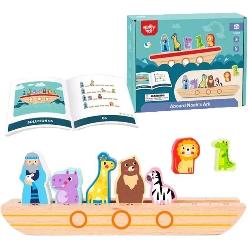 Tooky Toy Arche de Noé en bois + Livre d'énigmes